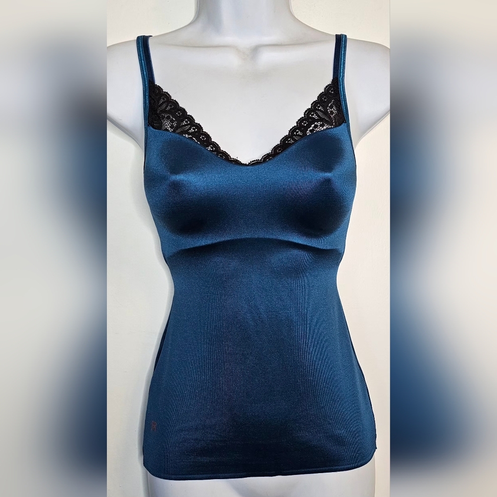 Ruby Ribbon Size 32 Teal Blue Lace Trim Camisole Tank Shaping Cami - Picture 2 of 13